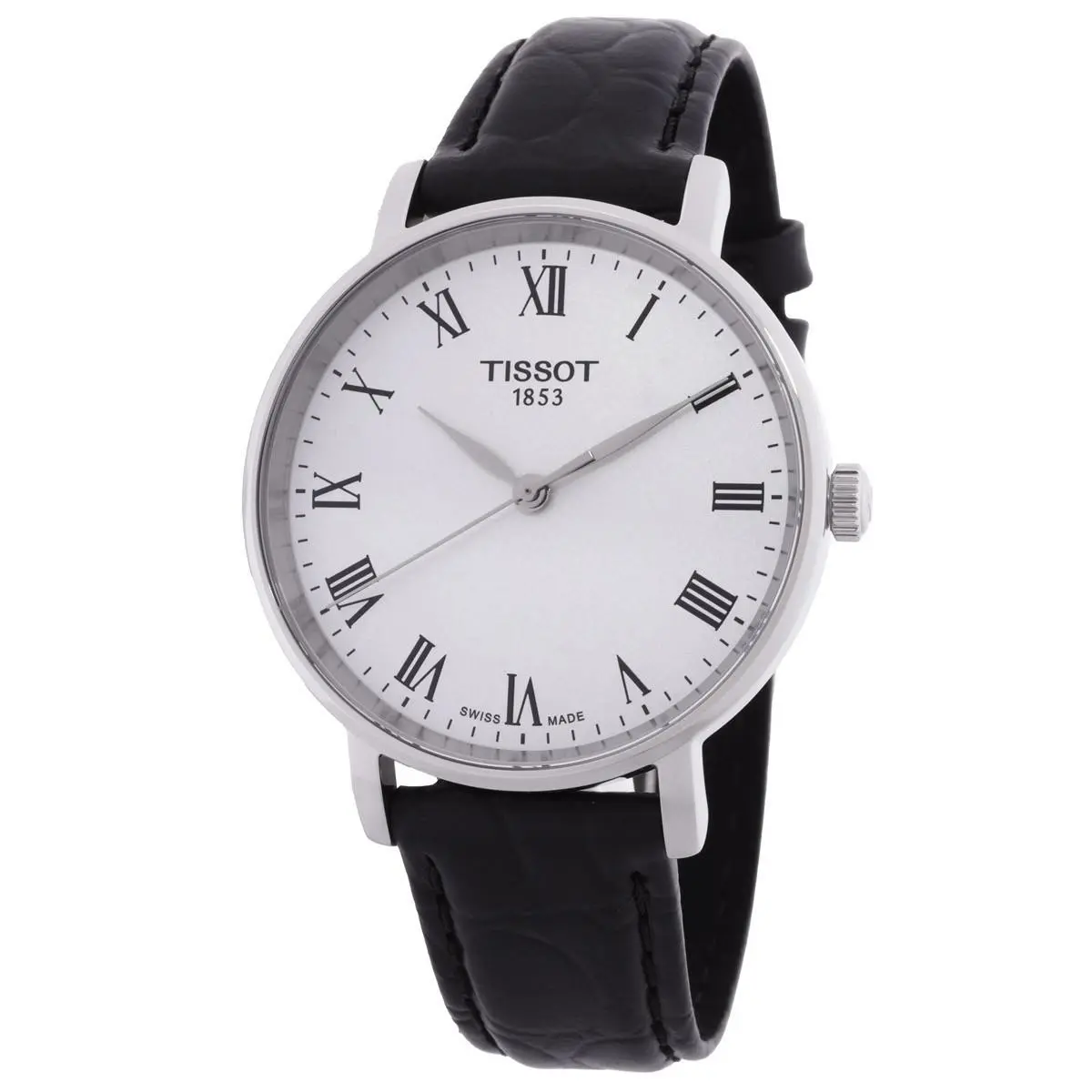 Tissot Ladies Everytime Quartz Silver Dial Watch - T1432101603300 - Dial: Silver, Band: Black, Bezel: Silver