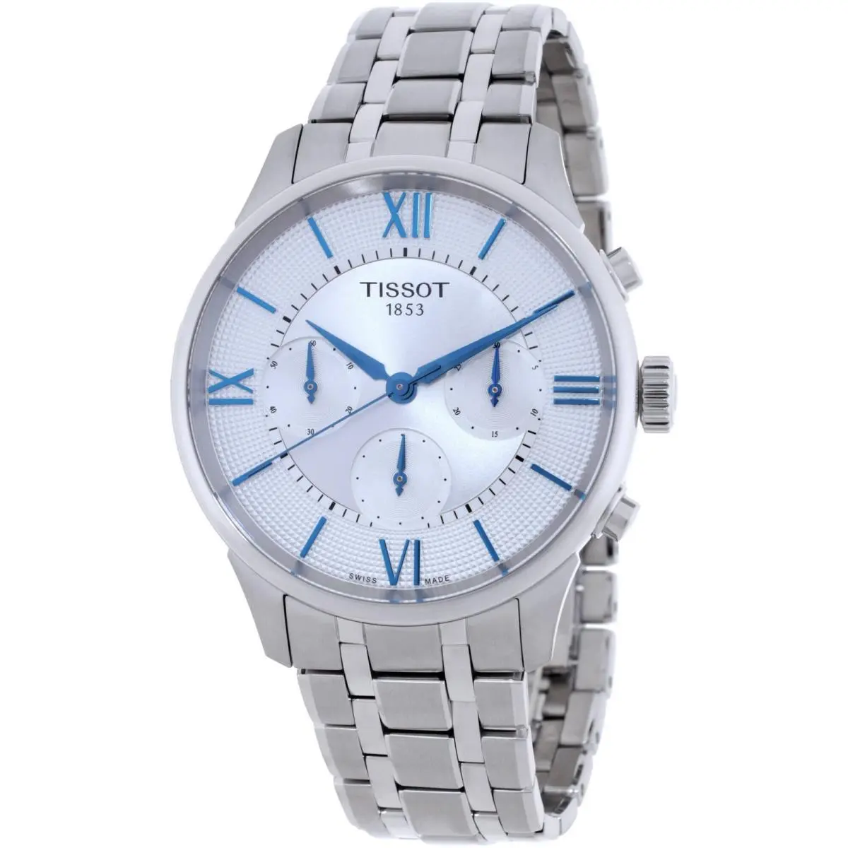 Tissot Men`s Watch Chemin Des Tourelles Silver Tone Dial Bracelet T1394621103800 - Dial: Silver, Band: Silver