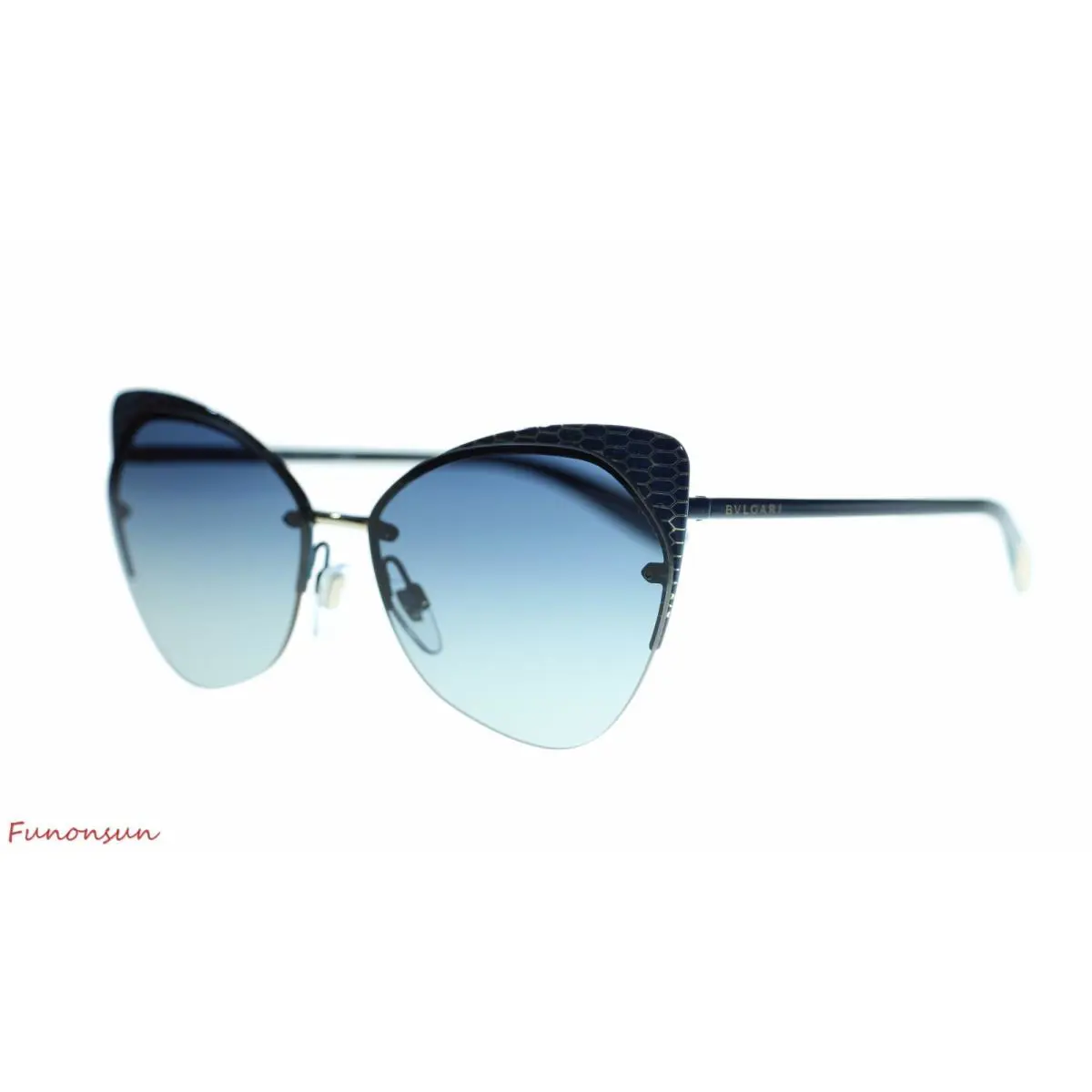 Bvlgari Women`s Round Sunglasses BV6096 20204L Blue/blue Grey Gradient Lens 58mm