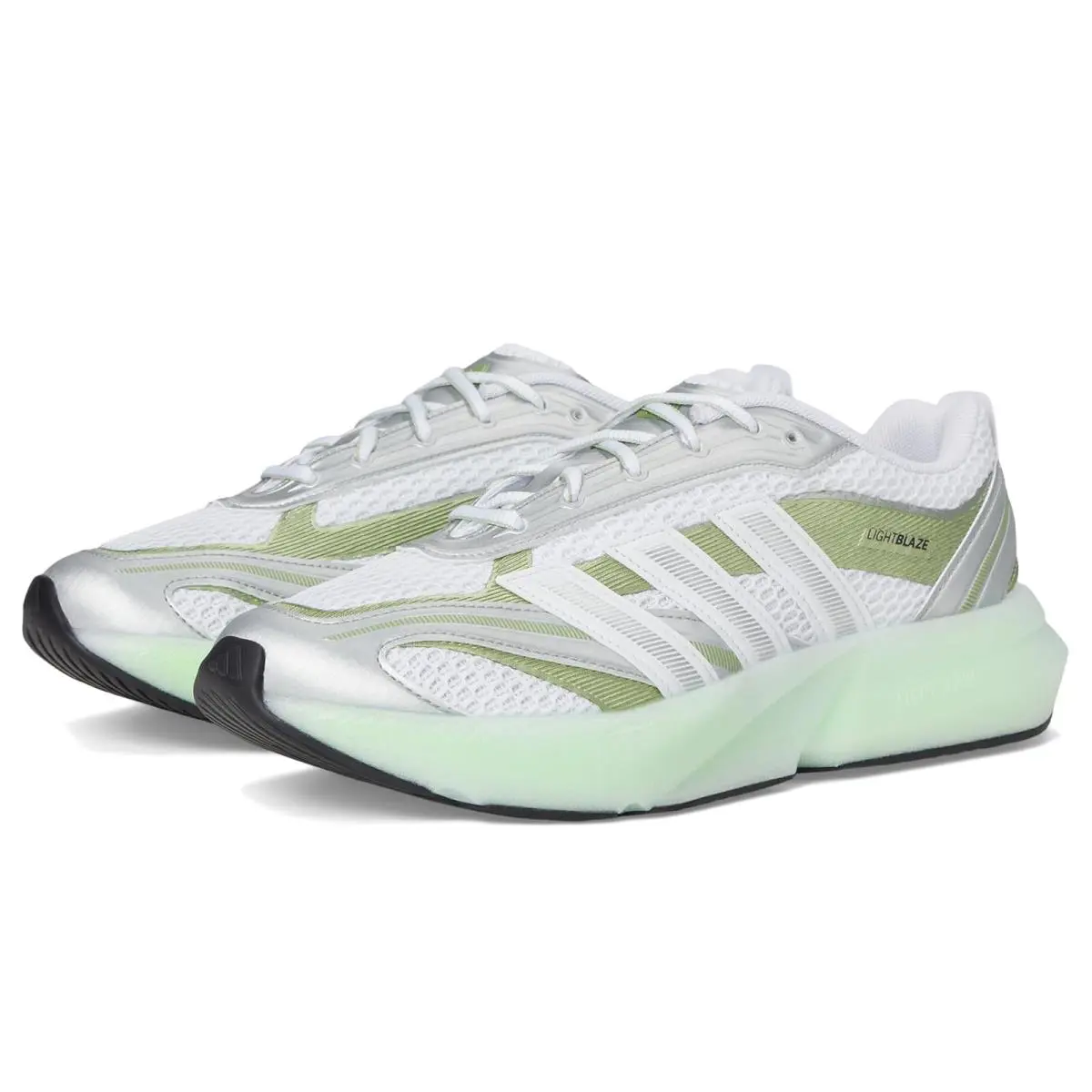 Woman`s Sneakers Athletic Shoes Adidas Lightblaze Glow - White/Silver Metallic/Magic Lime Metallic