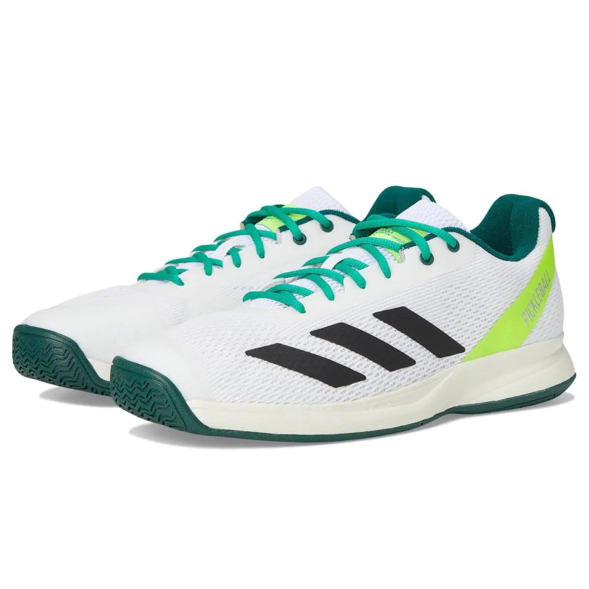 Man`s Sneakers Athletic Shoes Adidas Courtflash Tennis Shoes - White/Black/Collegiate Green
