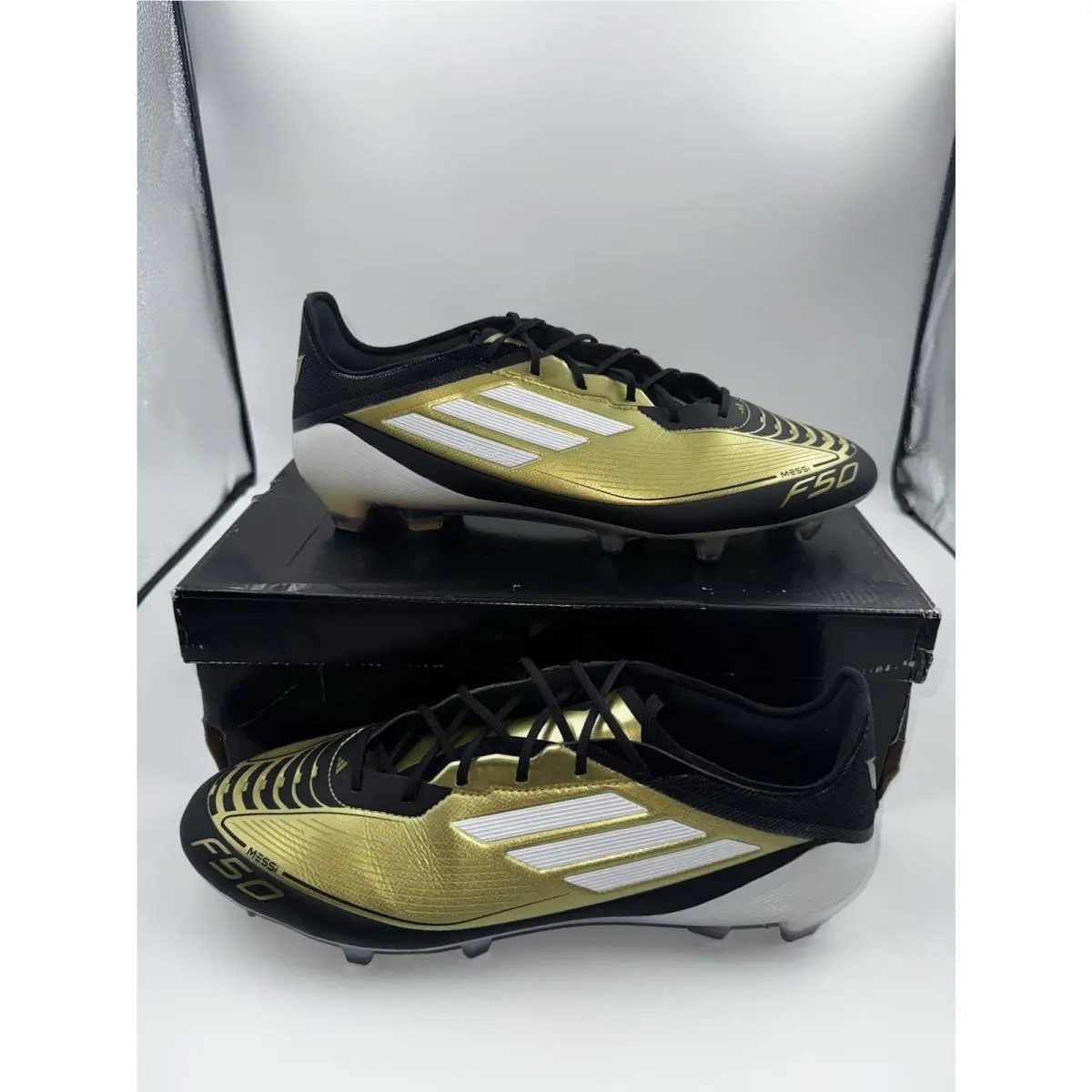 Adidas F50 Elite FG Messi Gold Black White Soccer Cleats Men`s