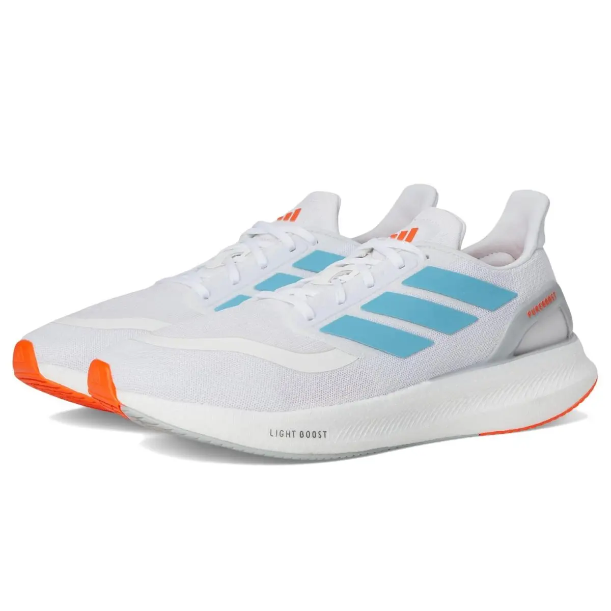 Man`s Sneakers Athletic Shoes Adidas Pureboost 5 Running Shoes - White/Preloved Ink/Impact Orange