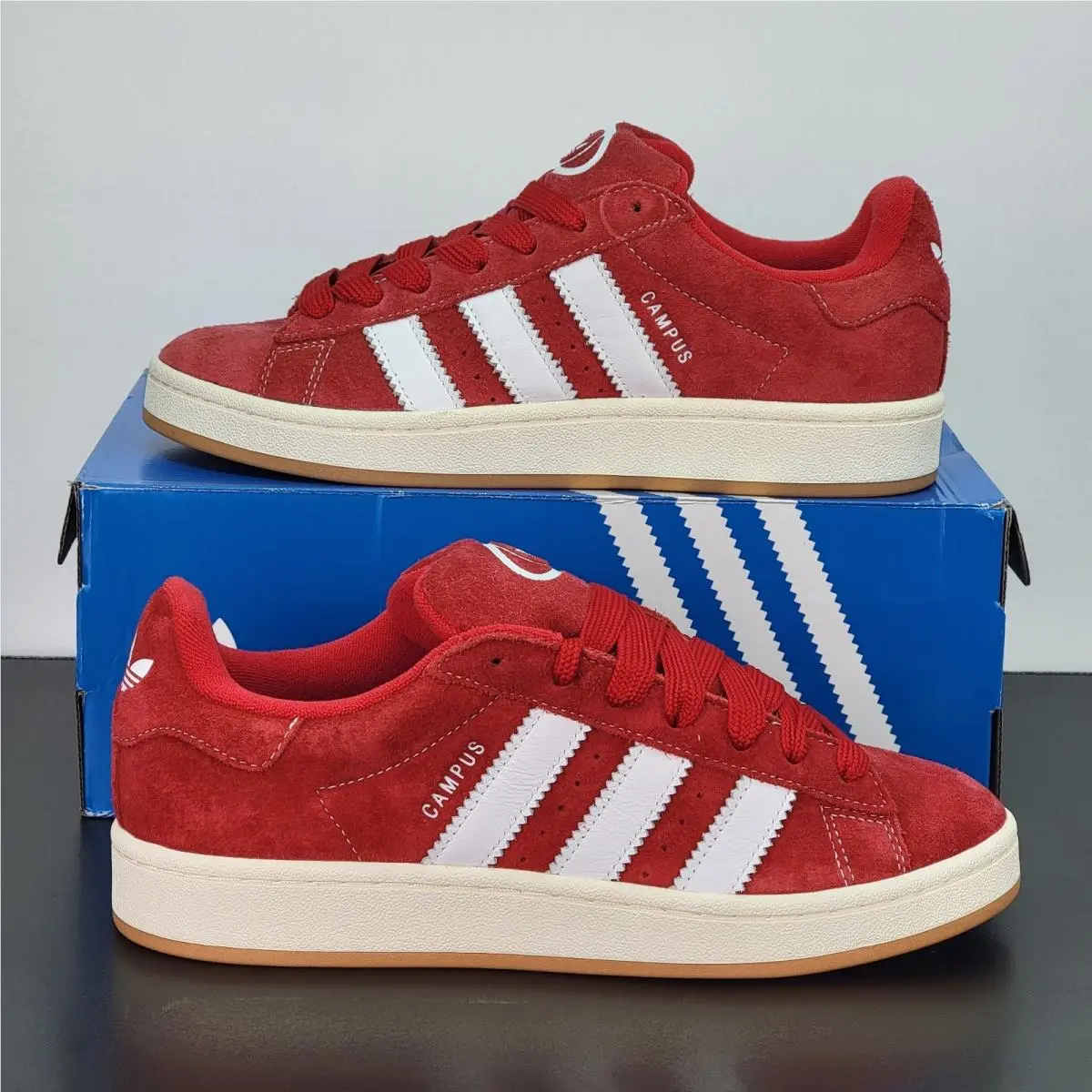 Adidas Campus Men`s Size 13 Athletic Shoes Red White Casual Sneakers