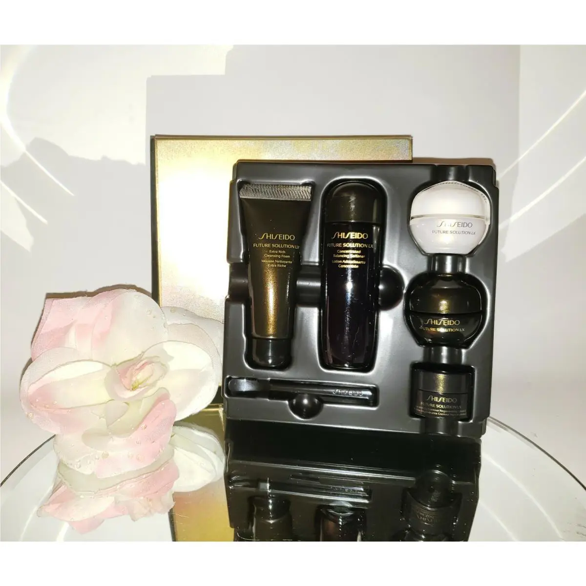 Shiseido Future Solution LX 5pc Travel Set Kit Foam Softener Eye Lip Cream SPF20