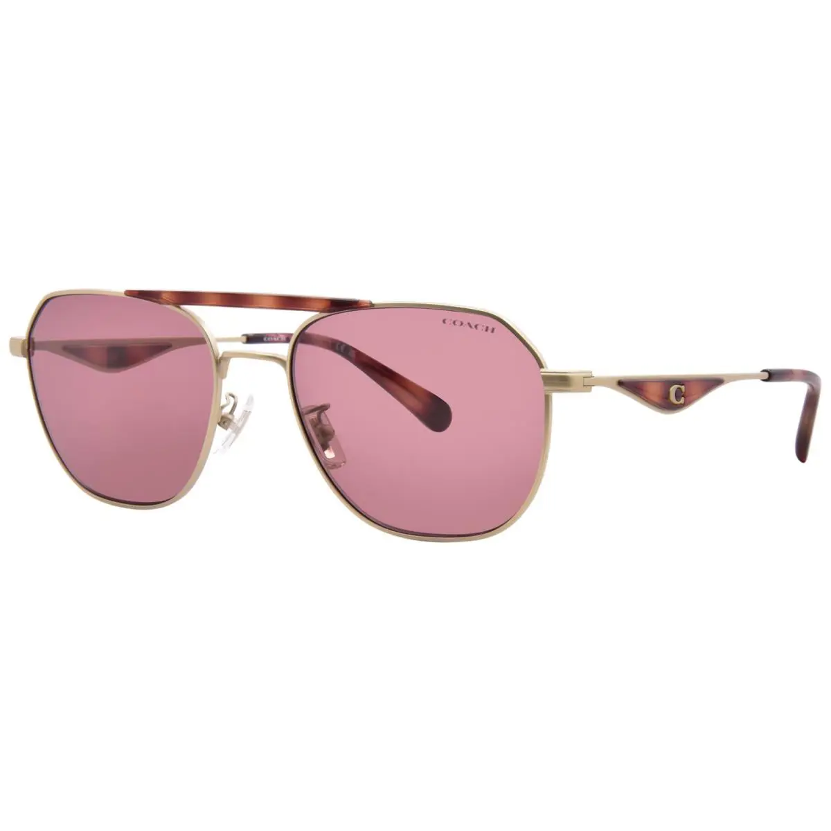 Coach HC7176B 90050H Sunglasses Men`s Satin Light Gold/caramel/wine Pilot 57mm