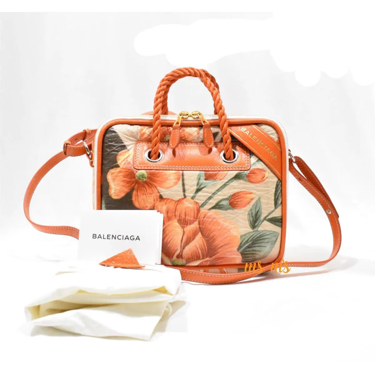 Balenciaga Blanket Square Small Floral Runway Shoulder Crossbody Bag Rare