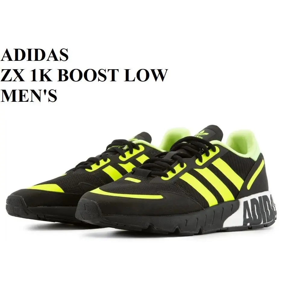 Adidas ZX 1K Boost Sneakers Low-lace Sport Men Shoes Black/yellow Size 10.5