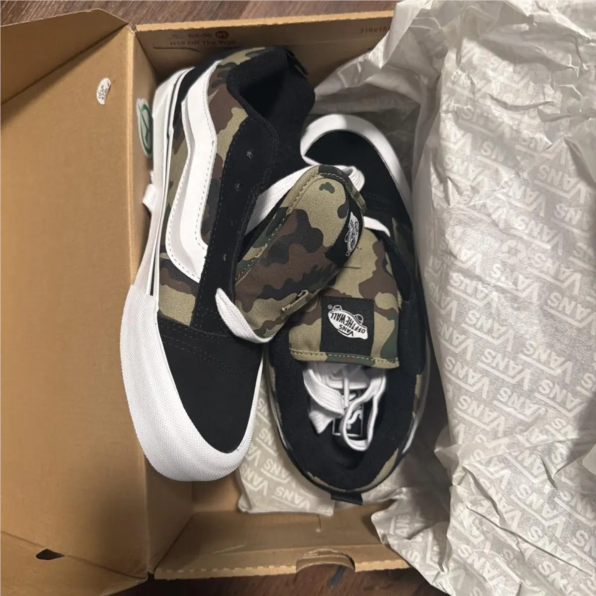 Vans Knu Skool Camo Sz 6.5 Men W Sz 8 Black Green Skateboarding Casual Sneakers