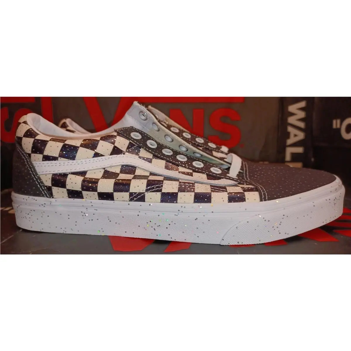 Vans Old Skool Checkered Confetti Black/true White Men`s 9.5 - VN0AU3B2NA