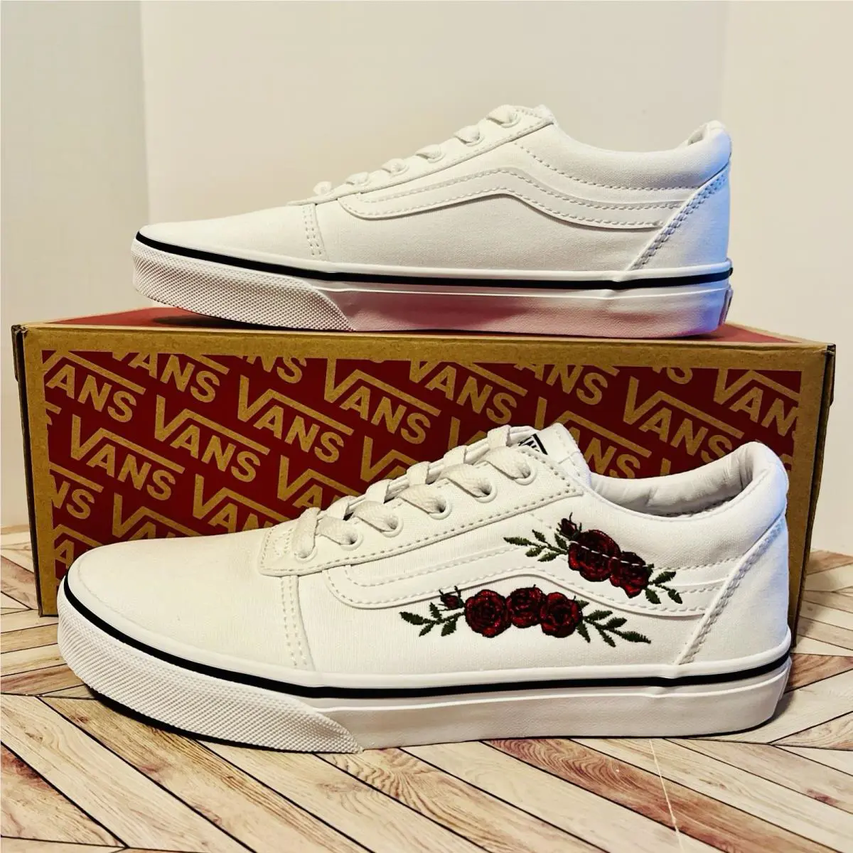 Vans shoes - VANS Ward Rose Embroidery - Ward Rose Embroidery - VN0A3TFWTBD - White (UPC: 0197642448717) 0
