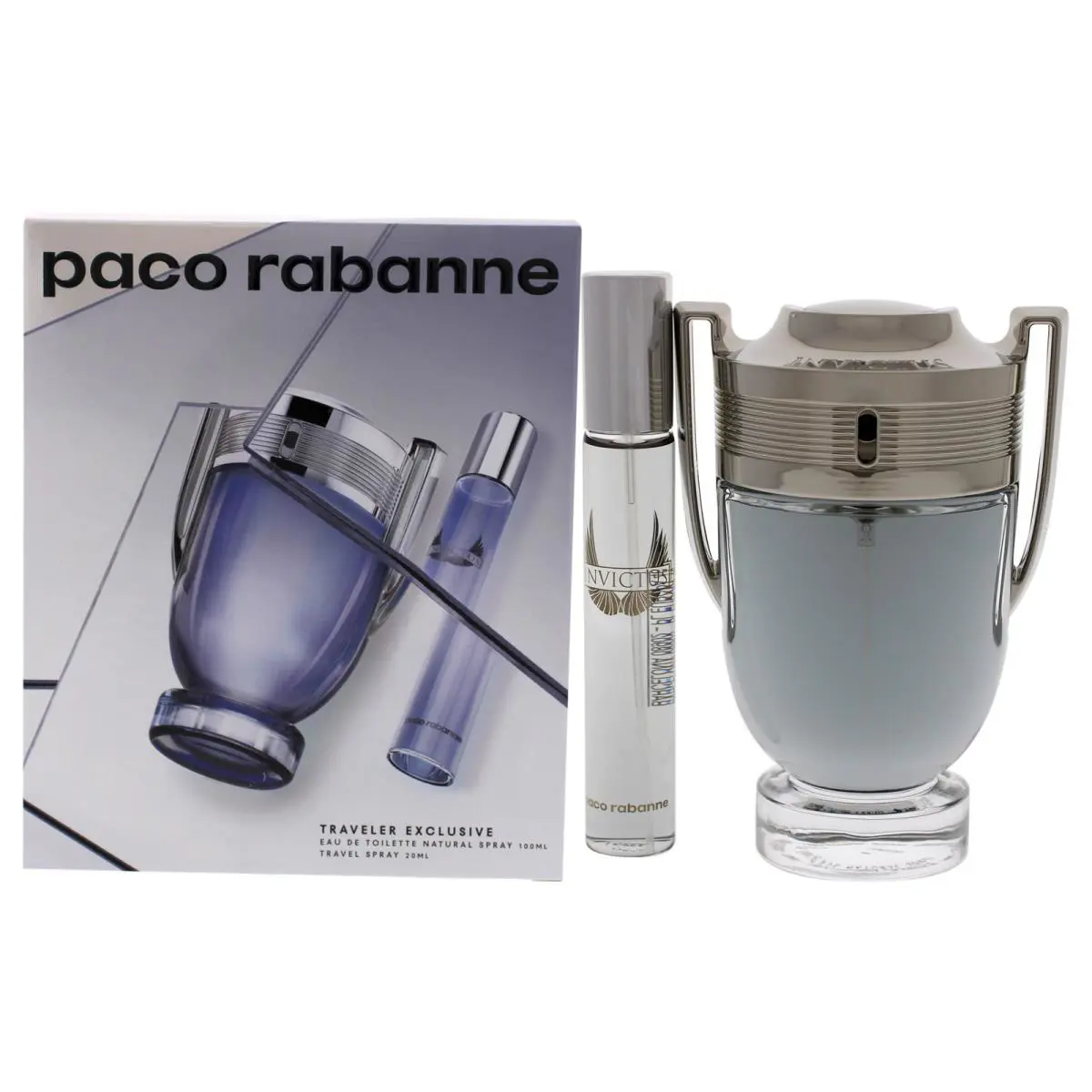 Invictus by Paco Rabanne For Men -2 Pc Gift Set 3.4oz Edt Spray 0.68oz Edt Spra