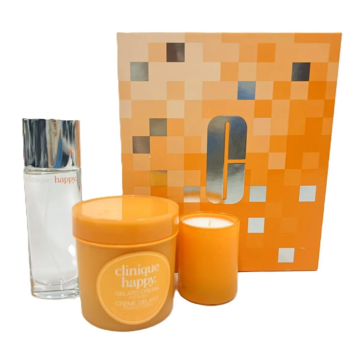 Clinique Happy Fragrance Gelato Cream For Body 6.7 fl oz Candle Gift Set