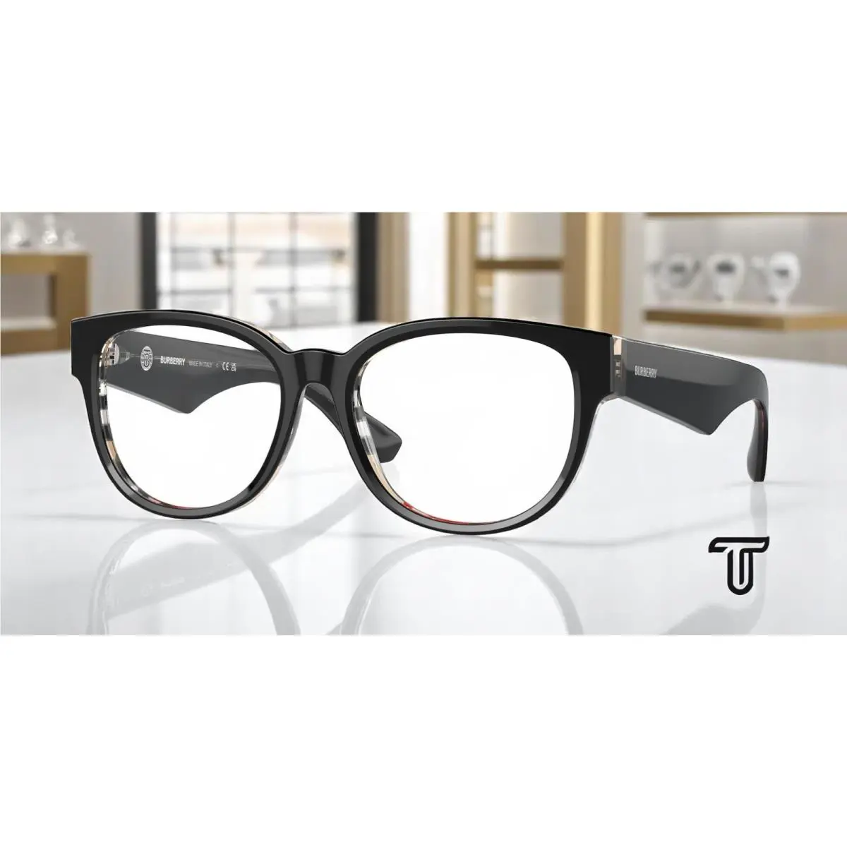 Burberry BE2410 4121 Black On Vintage Check Demo Lens 53 mm Women`s Eyeglasses
