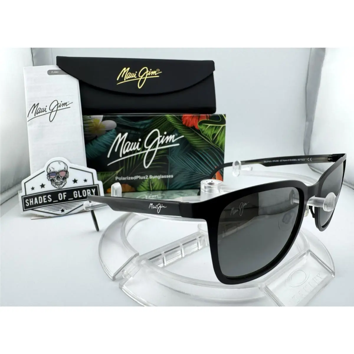 Maui Jim Naupaka MJ 775-2M Satin Black W/ Neutral Grey Polarized Sunglasses