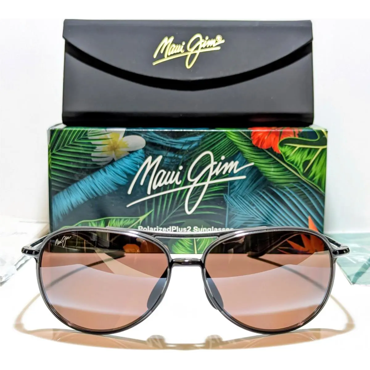 Maui Jim Alelele Bridge Aviator Smoke Polarized Maui Rose Sunglasses R438-11