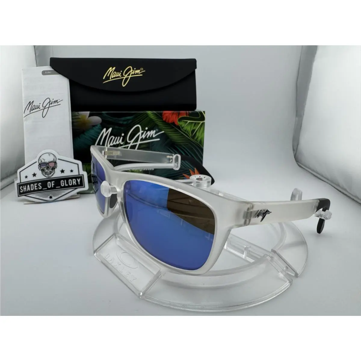 Maui Jim South Swell MJ 755-05CM Frosted Crystla W/ Blue Polarized Sunglasses