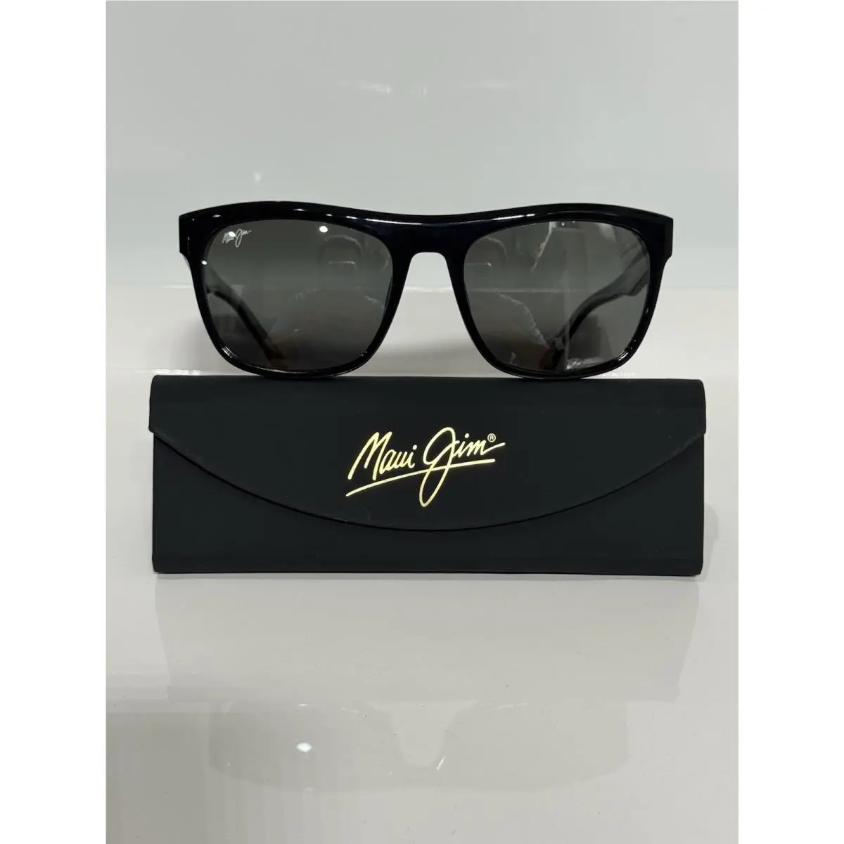 Maui Jim S-turns MJ872-02 Shiny Black Acetate Polarized Gray Sunglasses
