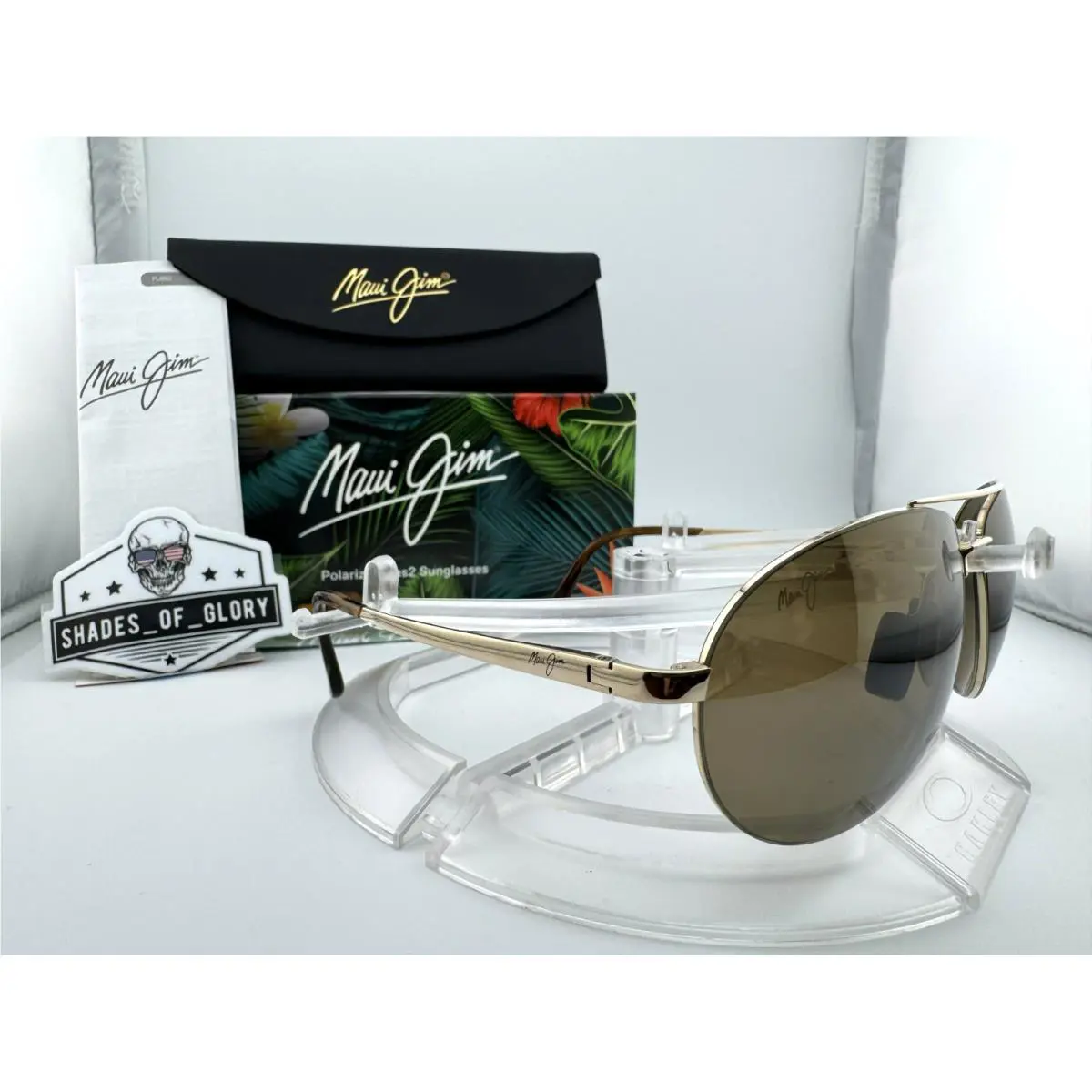 Maui Jim Pilot MJ 210-16 Gold W/ Hcl Bronze Polarized Aviator Sunglasses