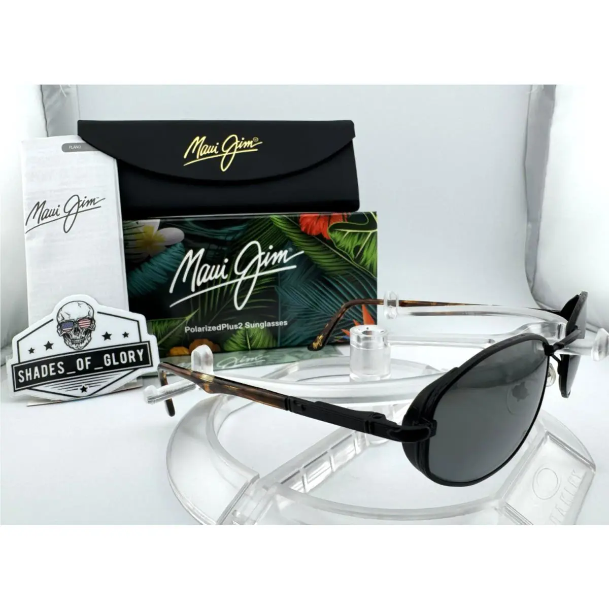 Maui Jim Monarch MJ156-2M Matte Black Tortoise Neutral Grey Polarized Sunglasses