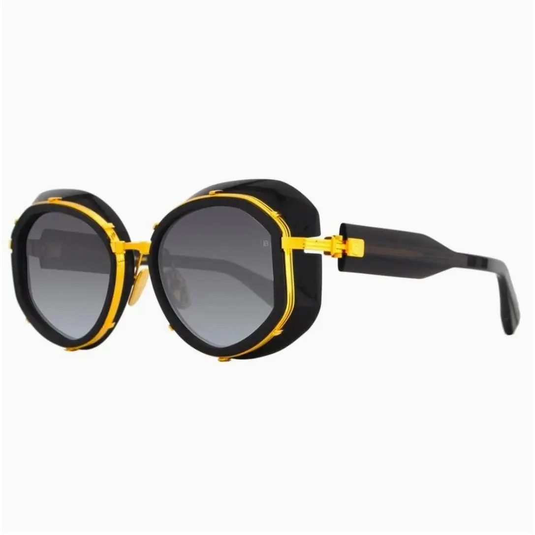 Balmain Paris Brigitte BPS-129A-53 Black Gold Titanium Round Sunglasses Japan