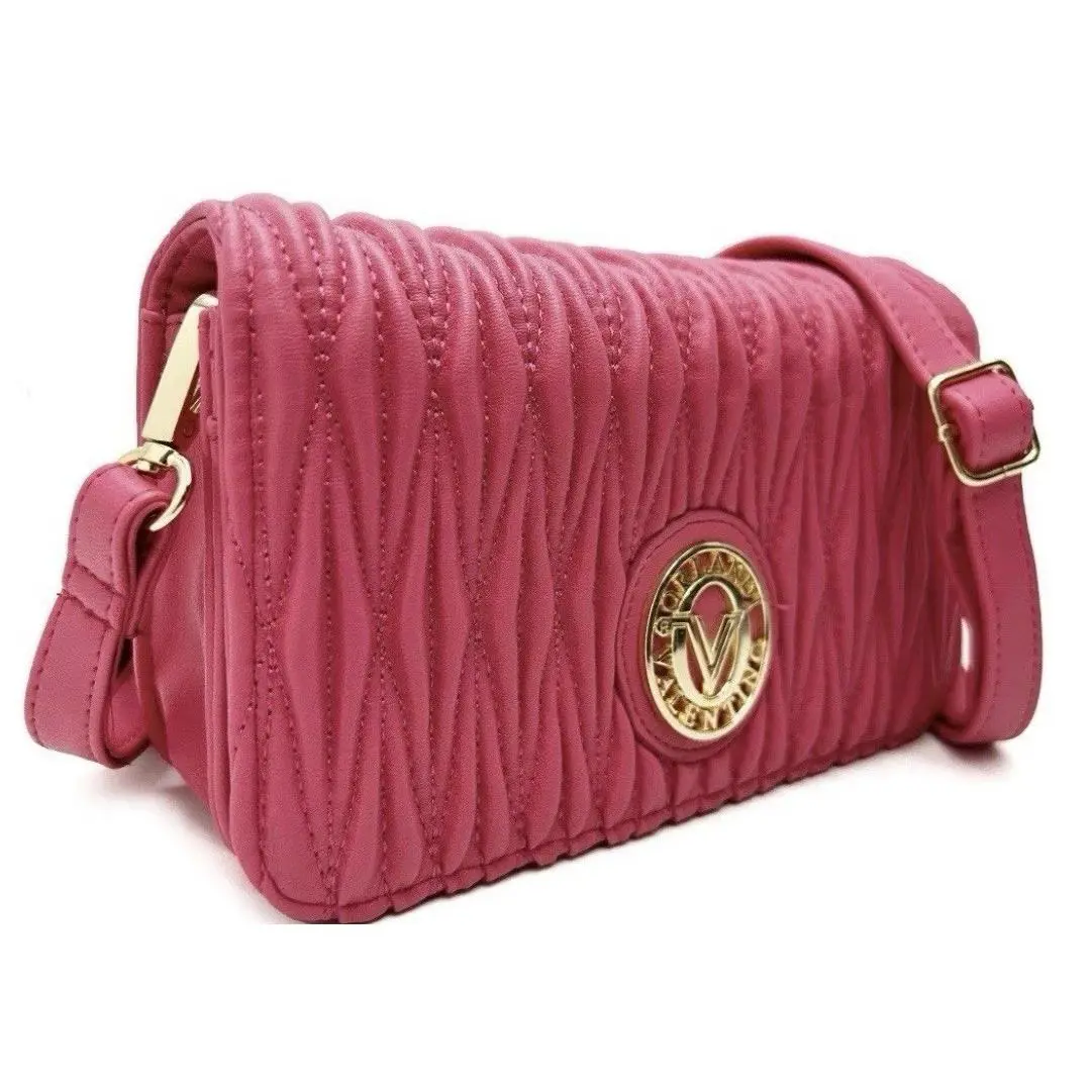 Valentino Orlandi Pink Logo w/ Detailed Quilting Crossbody Strap