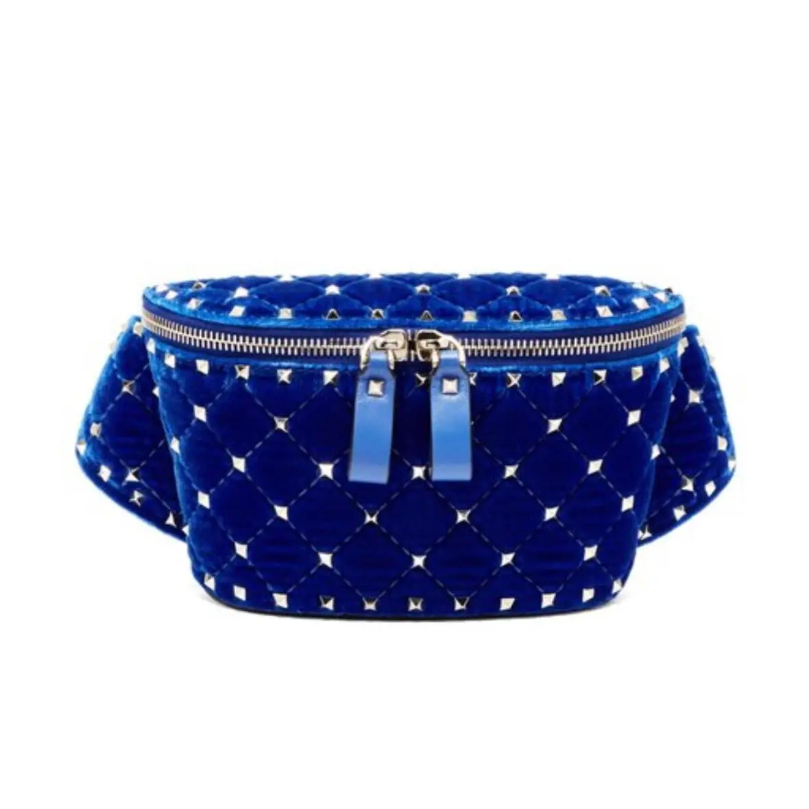 Valentino Rockstud Leather Belt Bag Blue Size 85 Fannypack Designer - Exterior: Blue
