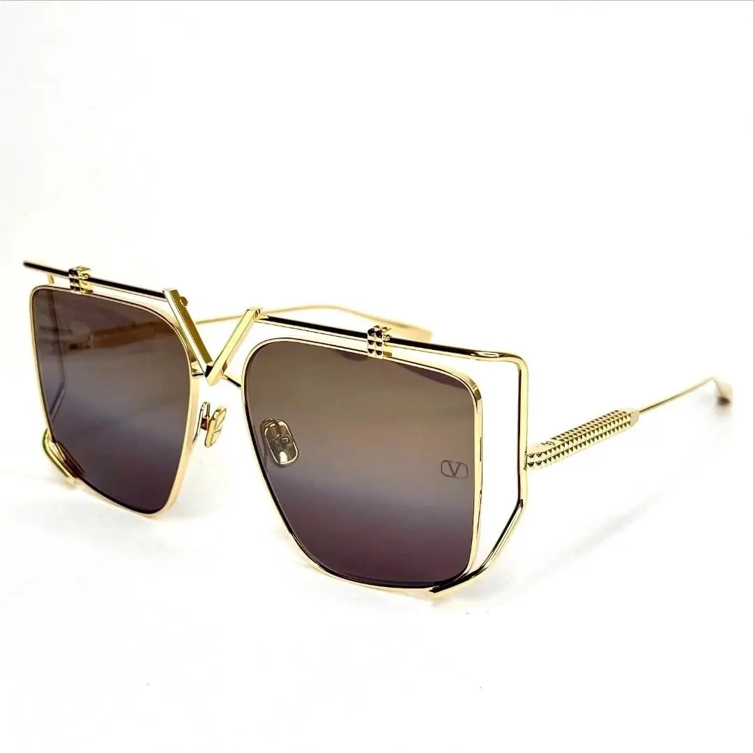 Valentino Garavani V-light VLS-116B Gold Titanium Sunglass w Bronze Mirror Lens