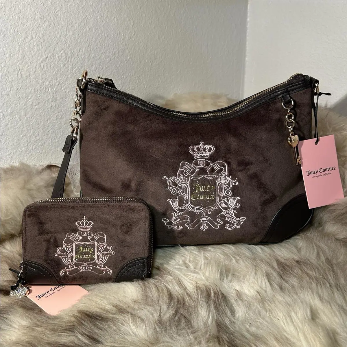 Juicy Couture Juicy For All Hobo Crossbody Wallet Set - Chocolate Brown