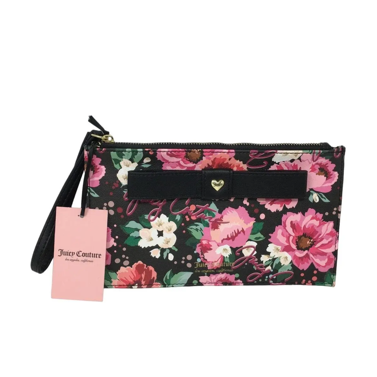Women`s Juicy Couture Peek a Bow Floral Wristlet Size OS - Pick Ur Petal Black
