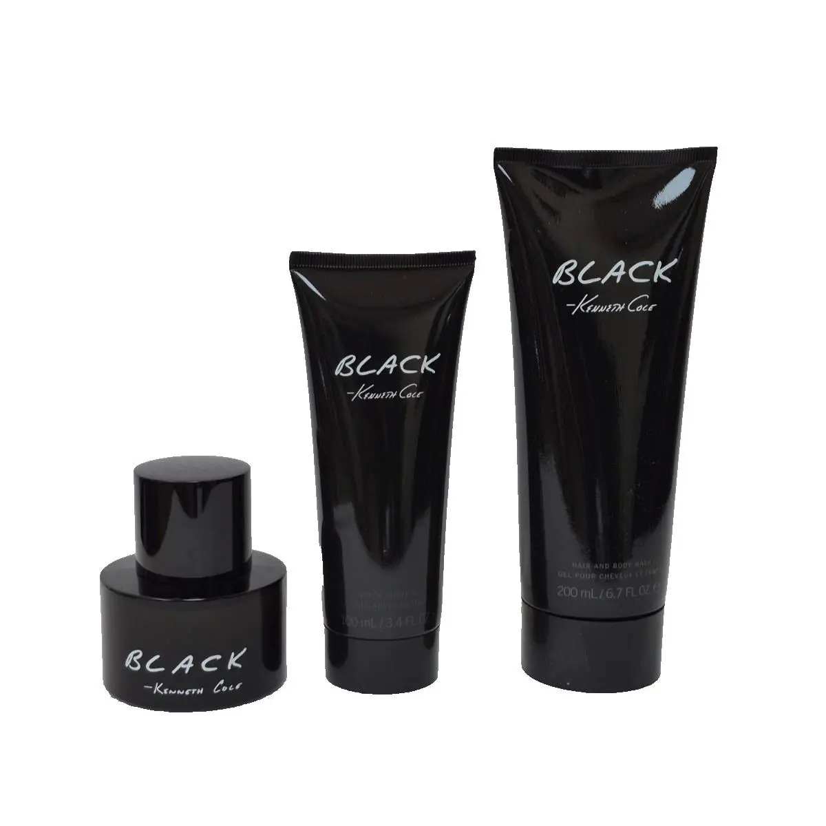 Kenneth Cole Black Men Set 1. 7 Edt SP 3.4 After Shave Balm 3.4 Hair Body Wash