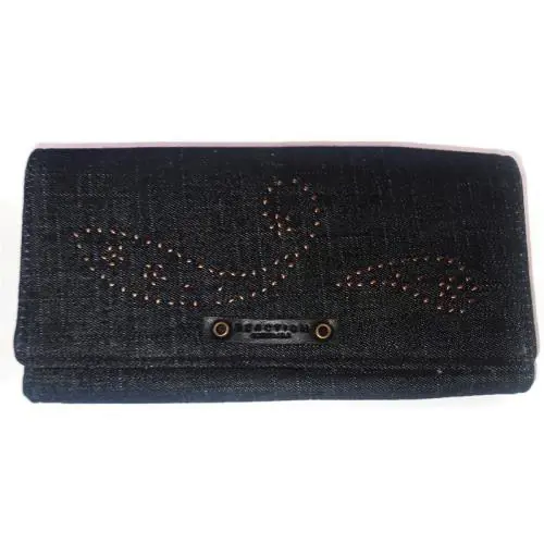 Kenneth Cole Reaction Fertile Fish Checkbook Wallet Black Denim