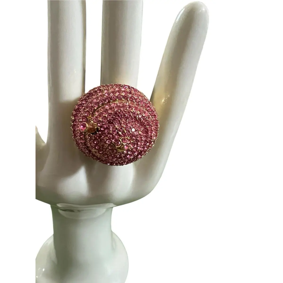 Kate Spade Fast Food Freezie 12-K Gold Plated Brass CZ Crystals Ring- Sz.7
