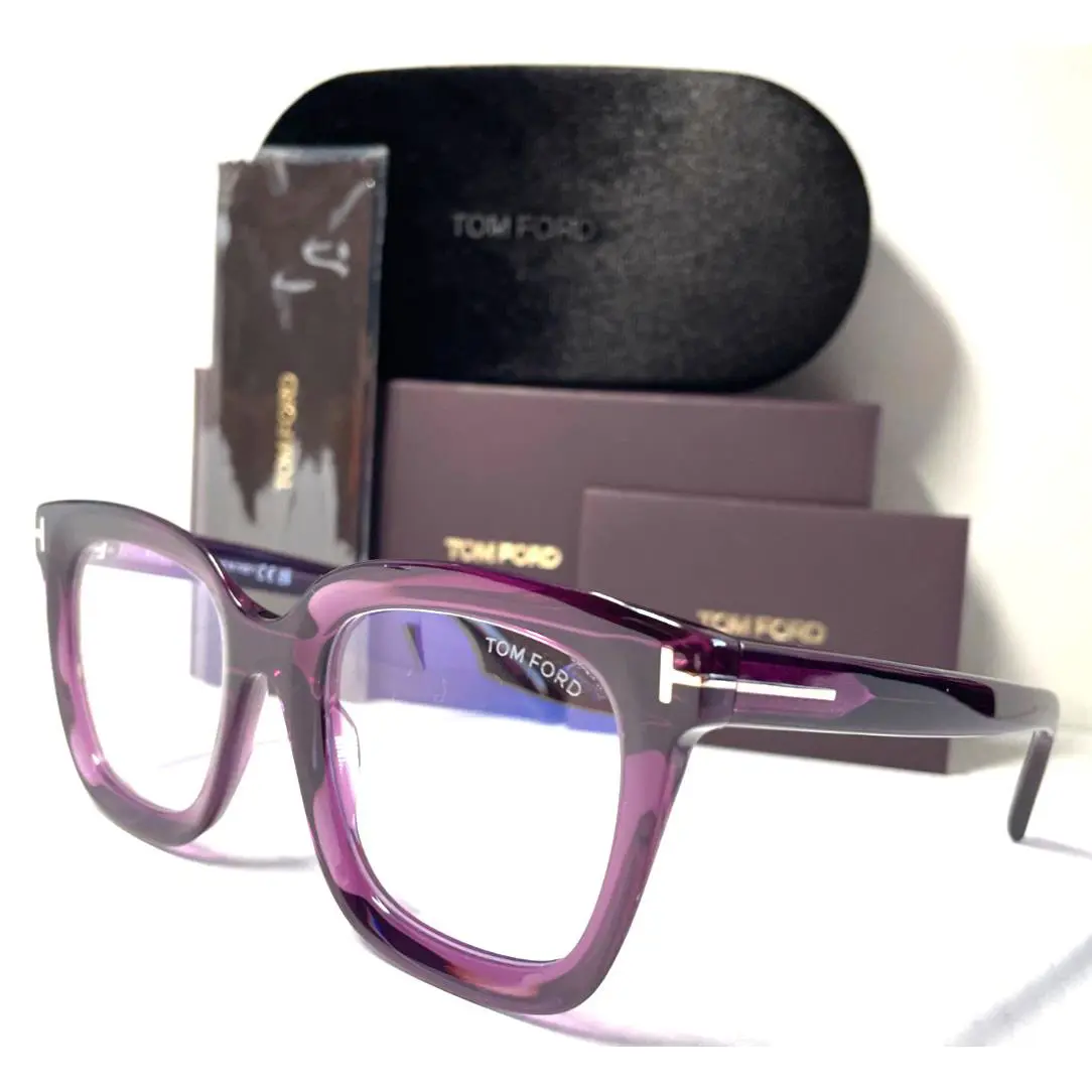Tom Ford TF5880 081 Shiny Transparent Violet Eyeglasses Frame 51-22