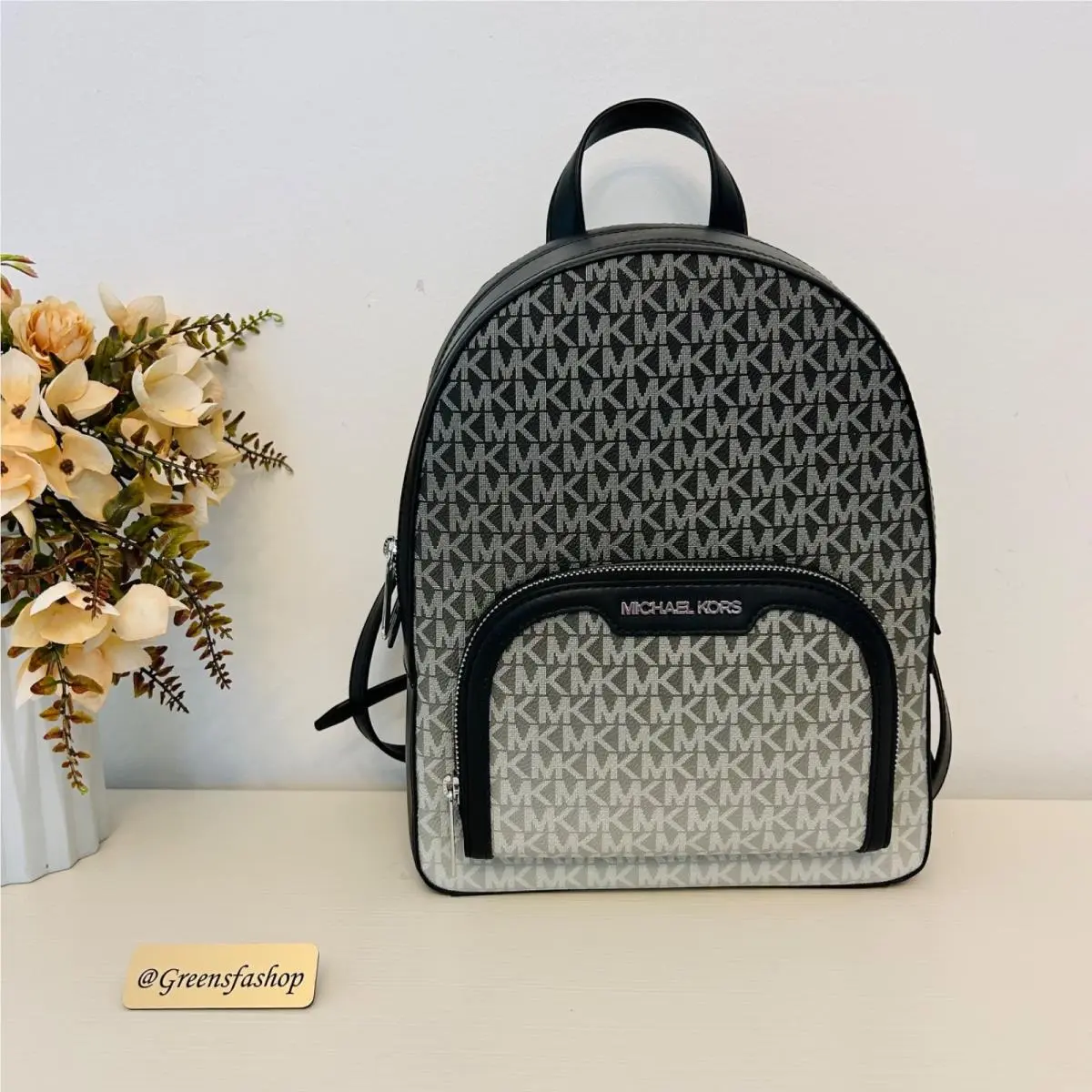 Jaycee Medium Ombré Signature Logo Backpack Wallet Black by Michael Kors