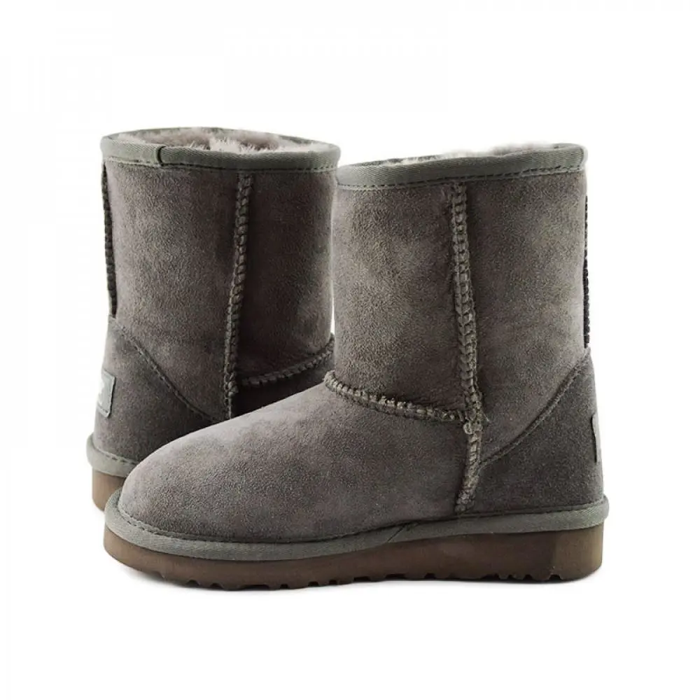 Kids Ugg Australia Classic Short Sheepskin Lined Winter Boots Grey - Gray