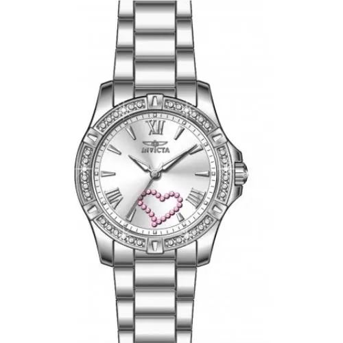 Angel Quartz Crystal Silver Dial Ladies Watch 49842 by Invicta