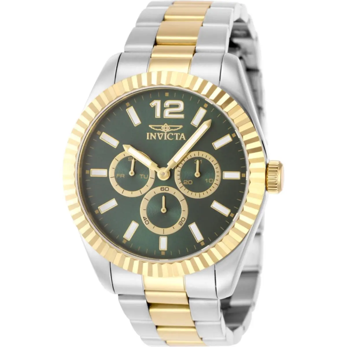 Invicta Men`s Watch Specialty Quartz Day Date Green Dial Two Tone Bracelet 49517
