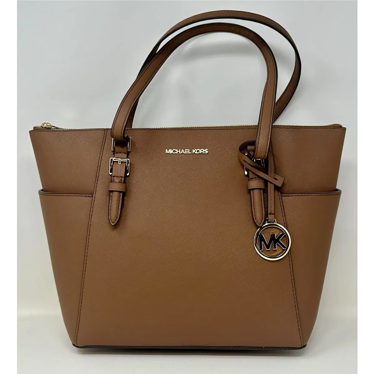 Michael Kors Charlotte Large Saffiano Leather Top Zip Tote Bag Luggage 35TOGCFT7