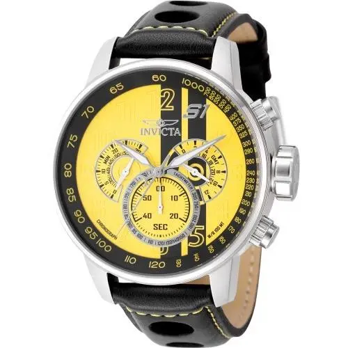 Men`s 48mm S1 Rally Quartz Multifunction Silver/yellow/black Dial Watch by Invicta