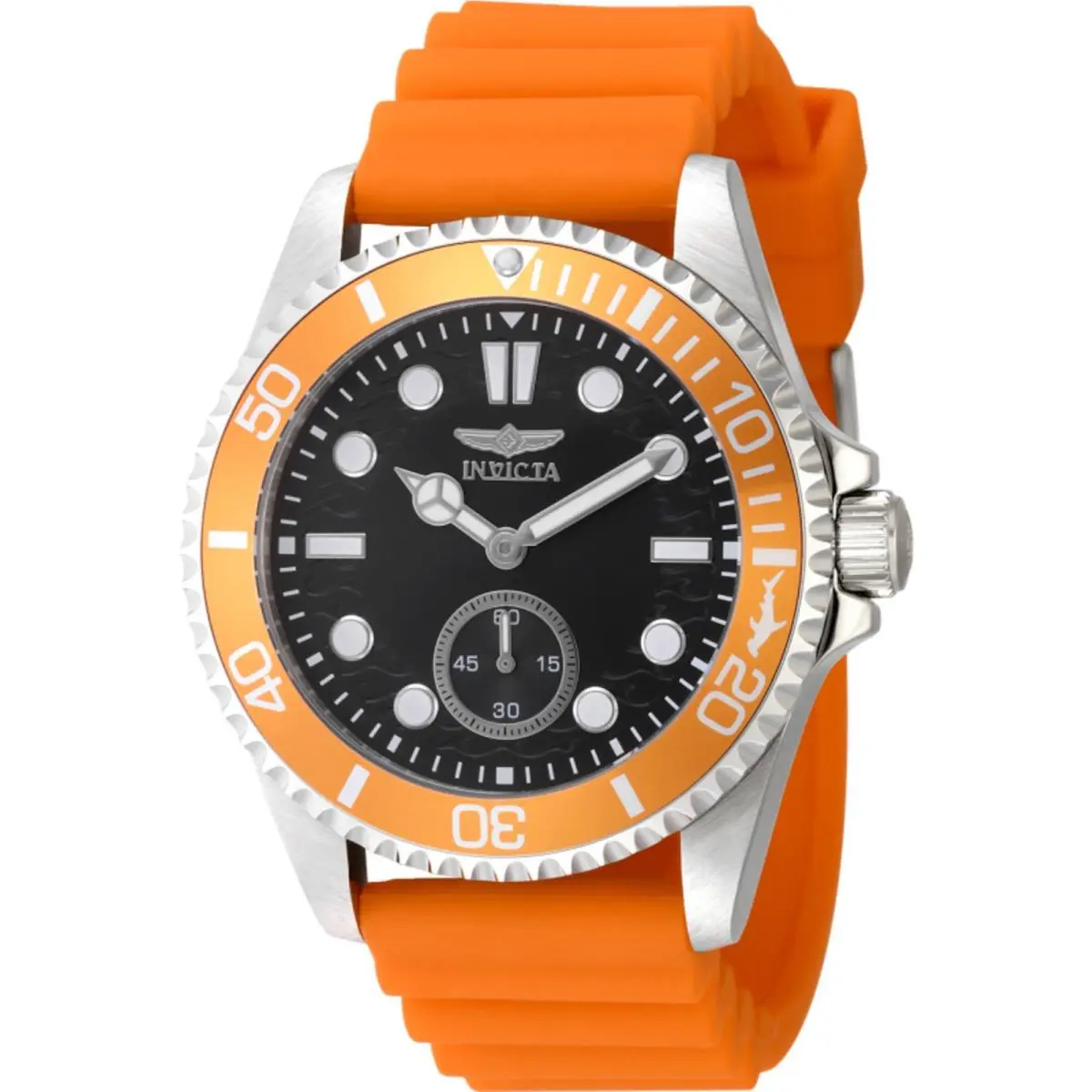 Men`s Watch Pro Diver Quartz Black Dial Orange Silicone Strap 49337 by Invicta