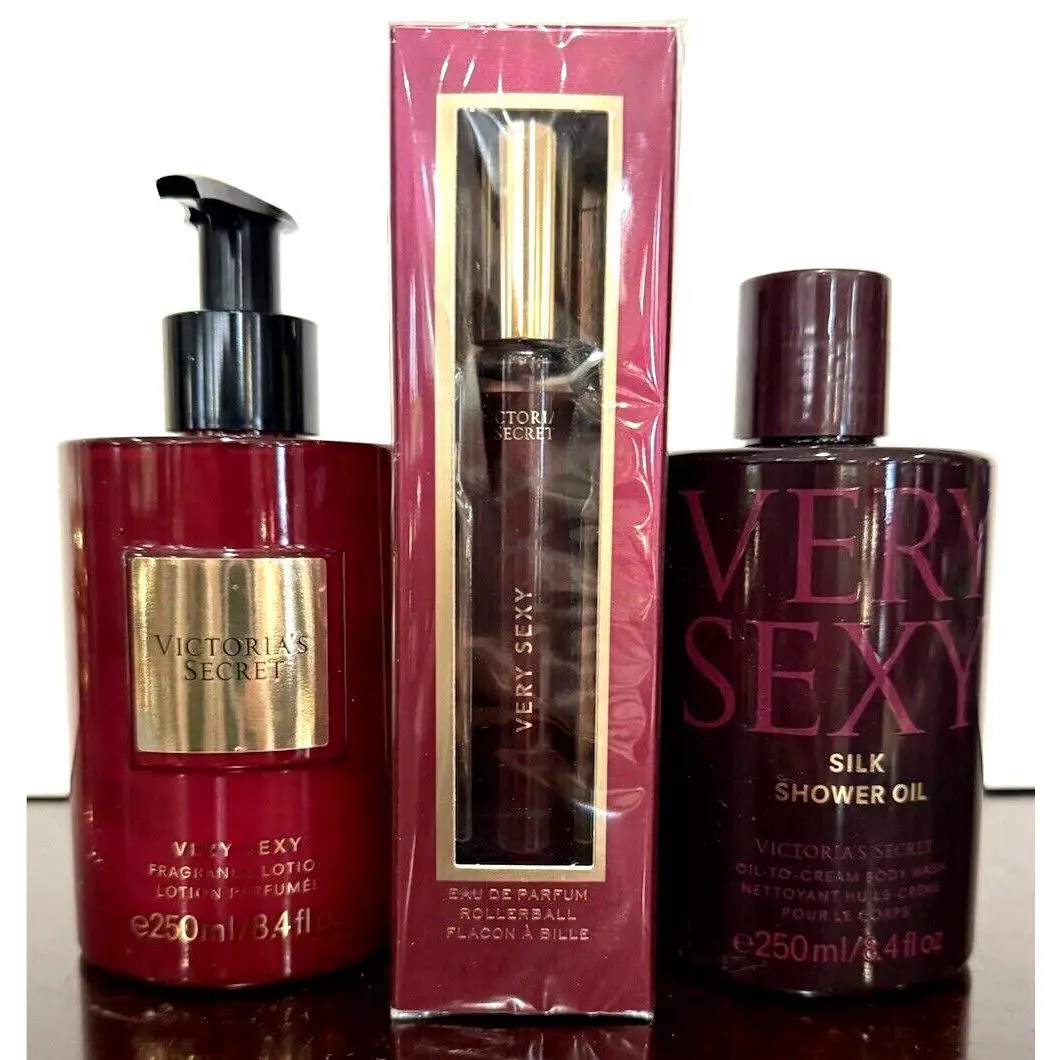 Victoria`s Secret Lot of 3 Very Sexy Body Lotion Silk Shower Oil Rollerball