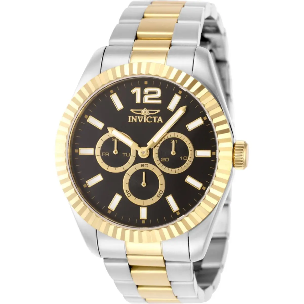 Invicta Men`s Watch Specialty Quartz Day Date Black Dial Two Tone Bracelet 49515