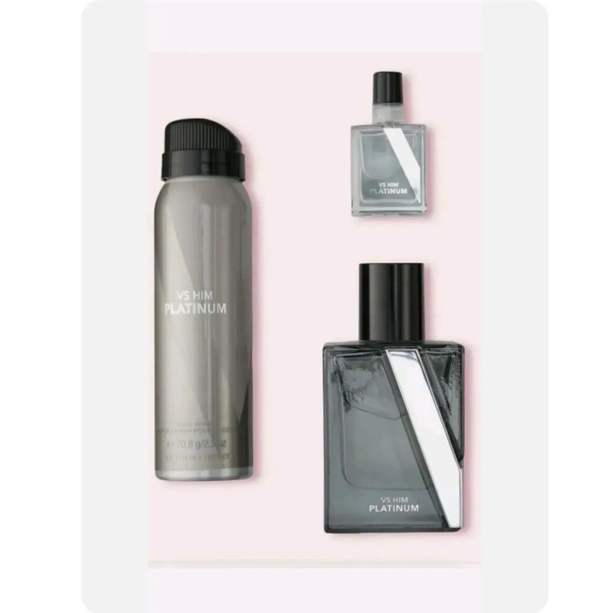 Victoria’s Secret VS Him Platinum 3-pc Gift Set Edp and Body Spray -new