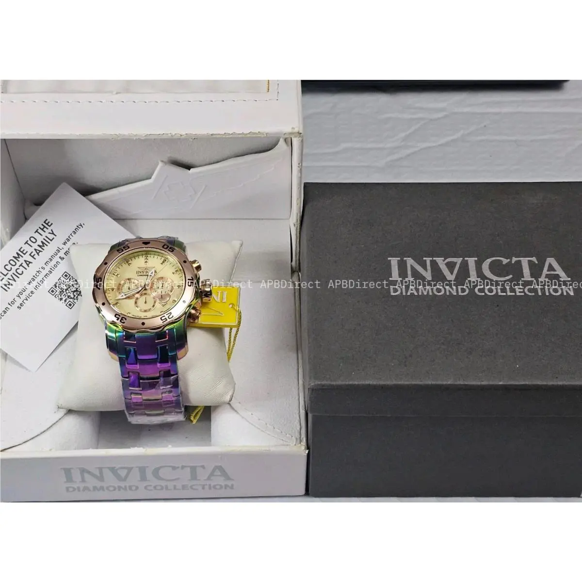 Invicta - Diamond Edition - Pro Diver Scuba Gold Mother-of-pearl Ice Mens Watch