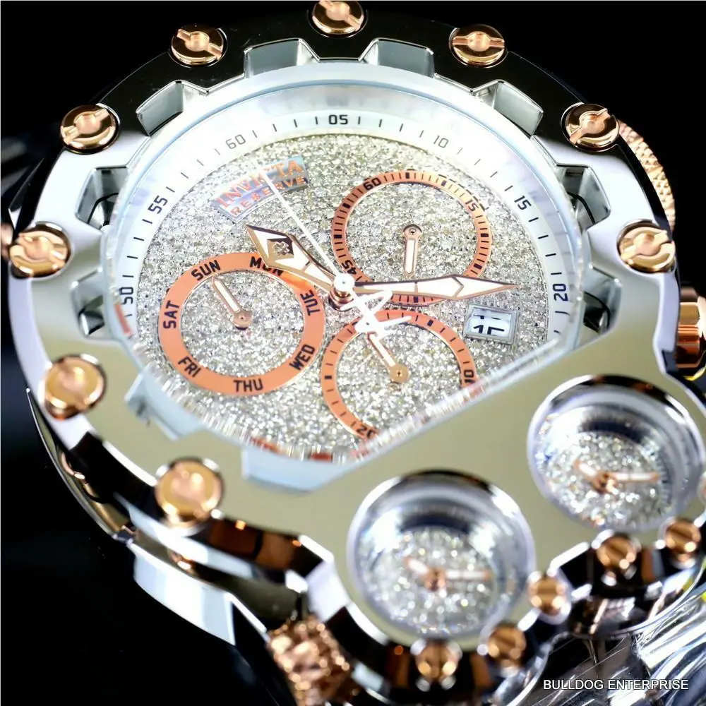 Bolt Magnum Tria 2.5 Ctw Diamond Rose Gold Two Tone Swiss 52mm Watch by Invicta