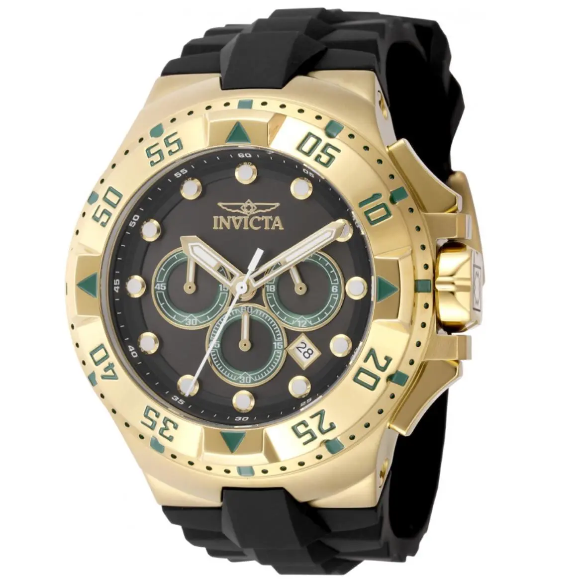 Invicta Excursion Kodar Men`s 50mm Gold Green Black Chronograph Watch 48537 - Dial: Black, Gold, Green, White, Band: Black, Bezel: Gold, Green, Yellow