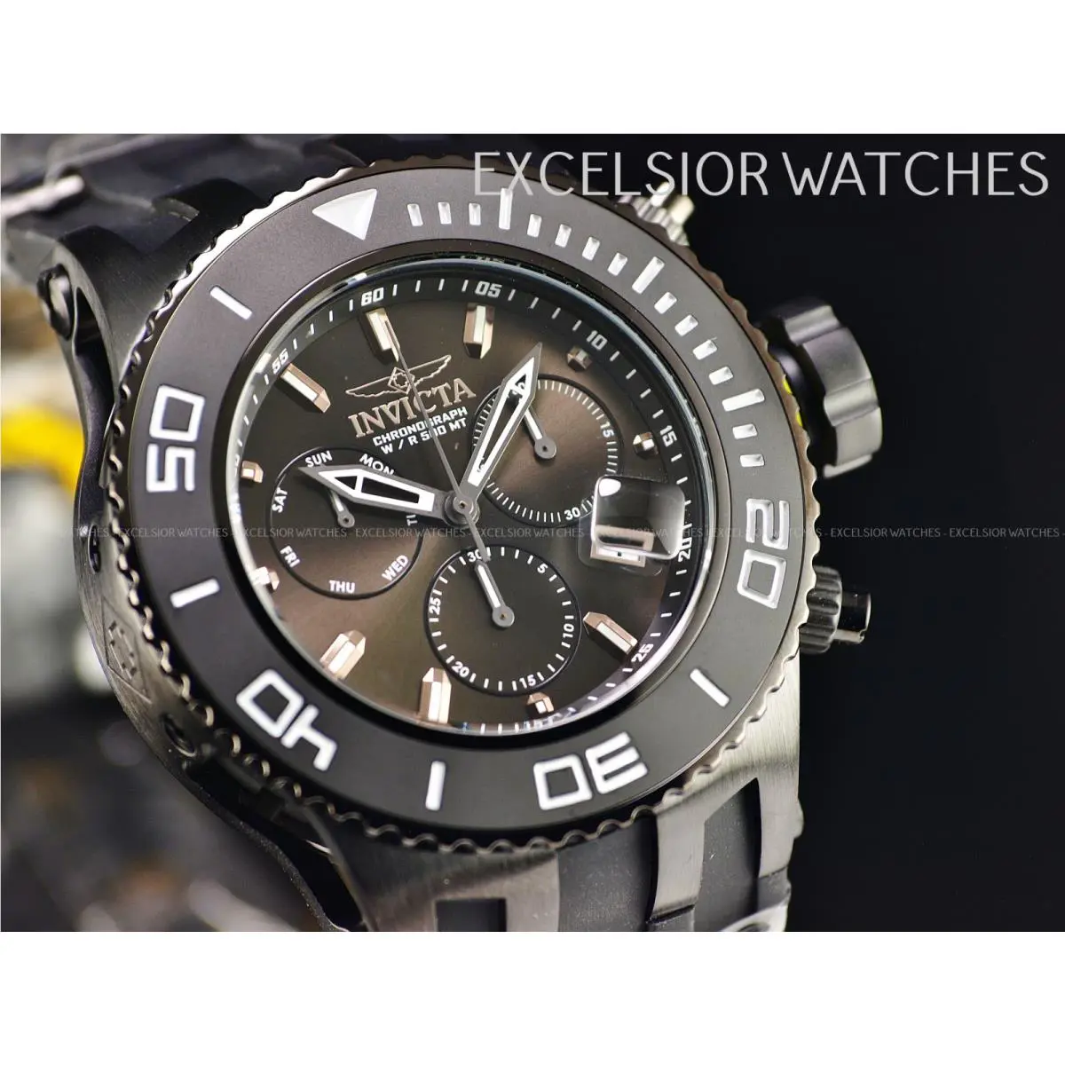 Invicta 52mm Sas Swiss Chronograph All Black Combat SS 500M Diver Watch