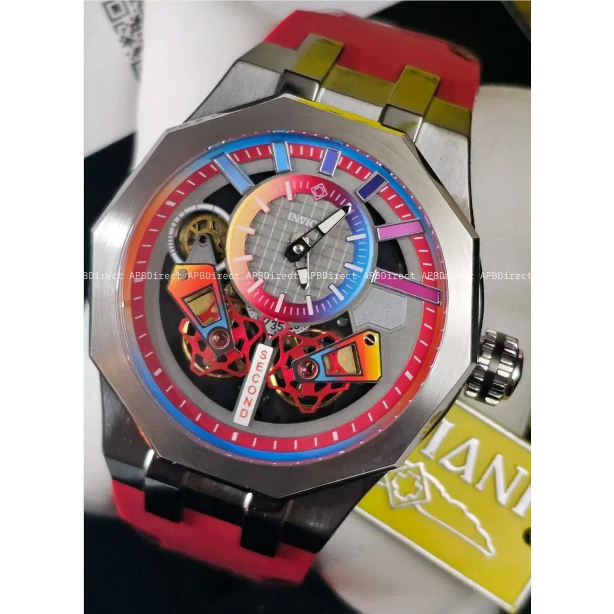Invicta Specialty Automatic - Skeleton Gunmetal Double Open Heart - Mens Watch
