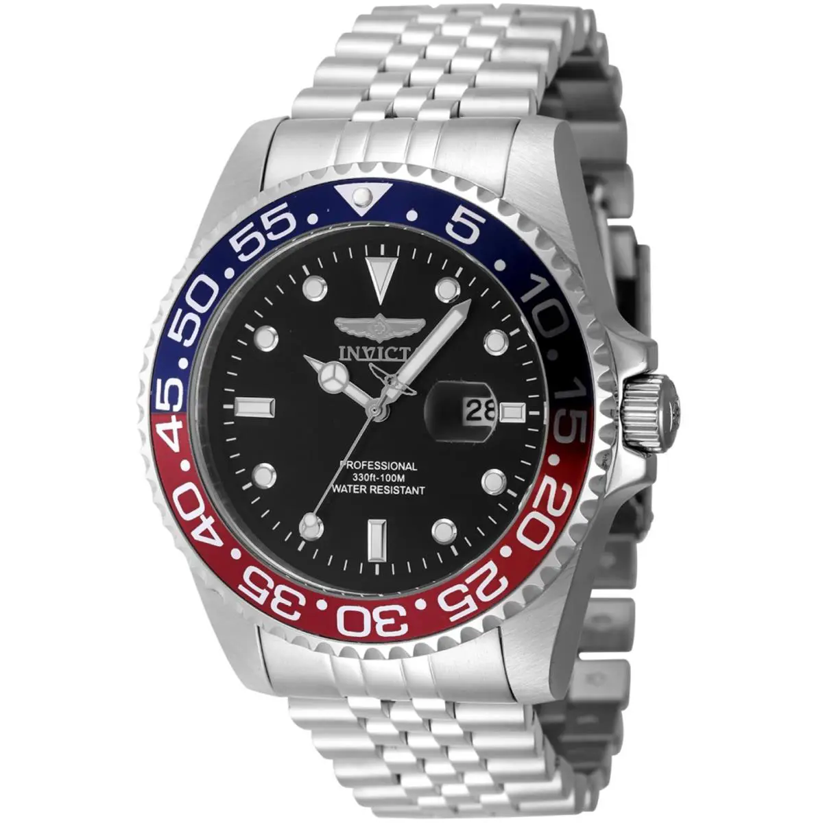 Invicta 48388 Grand Diver Men`s Black Analog Watch Metal Bracelet